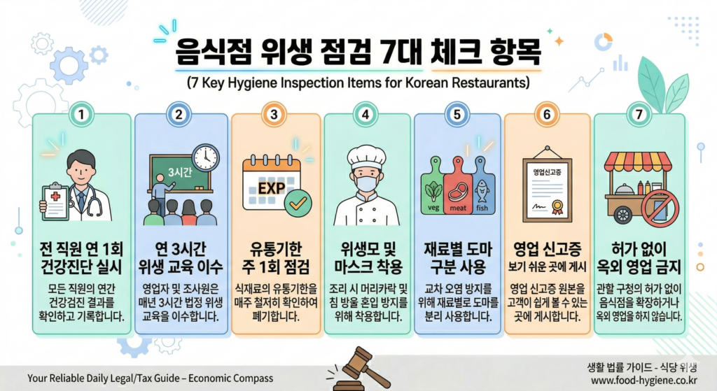 음식점 위생 점검 대비 체크리스트와 처분 기준 2 음식점 위생 점검 대비 체크리스트 7가지