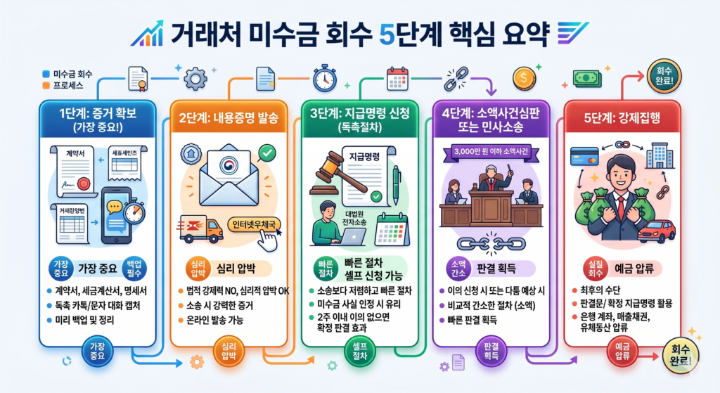 거래처 미수금 회수, 내용증명 전 확인할 순서 3 거래처 미수금 회수 5단계 핵심요약